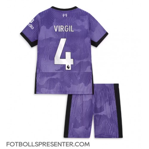 Liverpool Virgil van Dijk #4 Tredje tröja Barn 2023-24 Kortärmad (+ korta byxor)